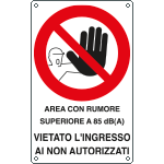 631201X - Cartello zona con livello sonoro superiore 85 dBA.