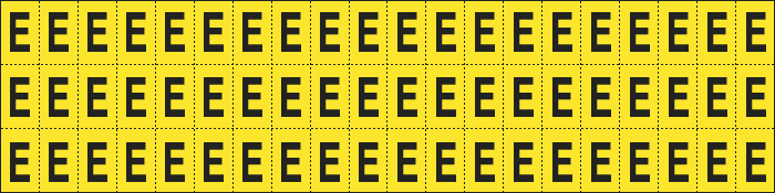 900E - Foglio n.60 etichette adesive G/N lettera E