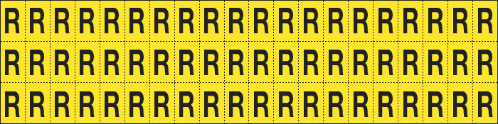 900R - Foglio n.60 etichette adesive G/N lettera R