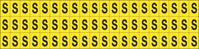 900S - Foglio n.60 etichette adesive G/N lettera S