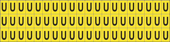 900U - Foglio n.60 etichette adesive G/N lettera U