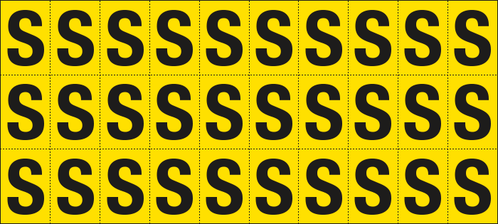 902S - Foglio n.30 etichette adesive G/N lettera S