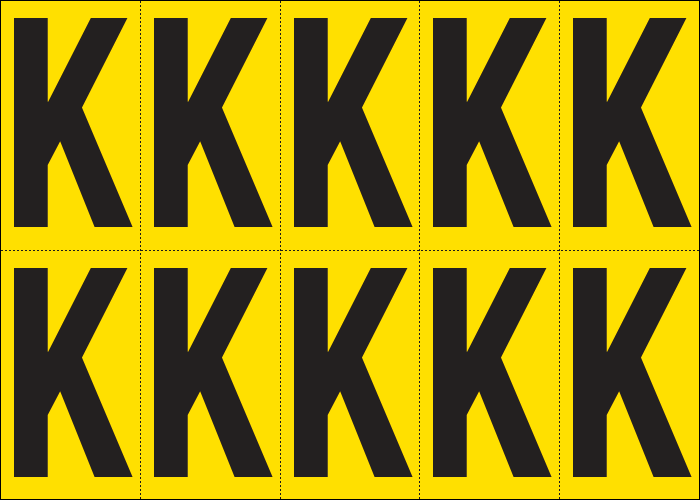 905K - Foglio n.10 etichette adesive G/N lettera K