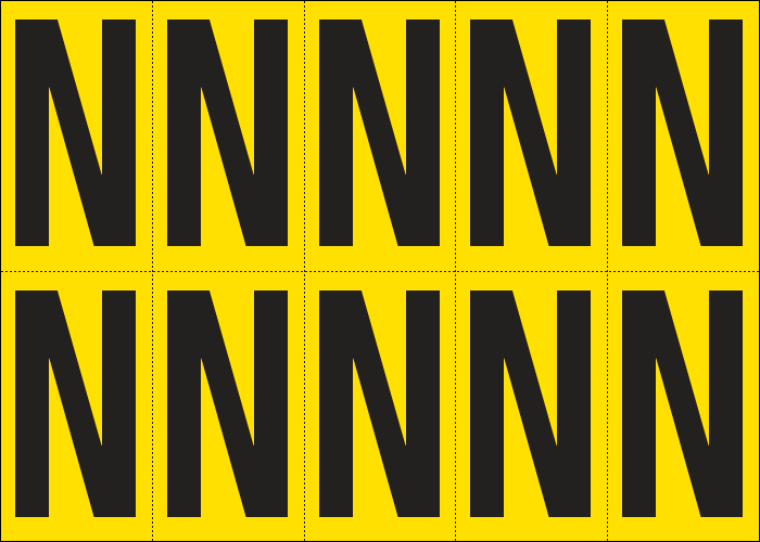 905N - Foglio n.10 etichette adesive G/N lettera N