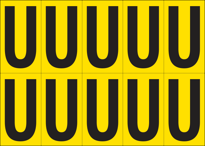905U - Foglio n.10 etichette adesive G/N lettera U