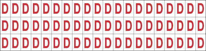 910D - Foglio n.60 etichette adesive B/R lettera D