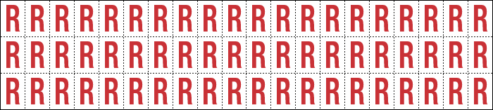 911R - Foglio n.60 etichette adesive B/R lettera R