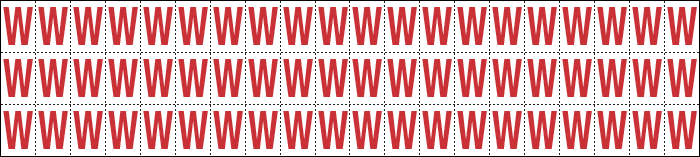 911W - Foglio n.60 etichette adesive B/R lettera W