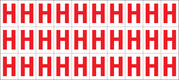 912H - Foglio n.30 etichette adesive B/R lettera H