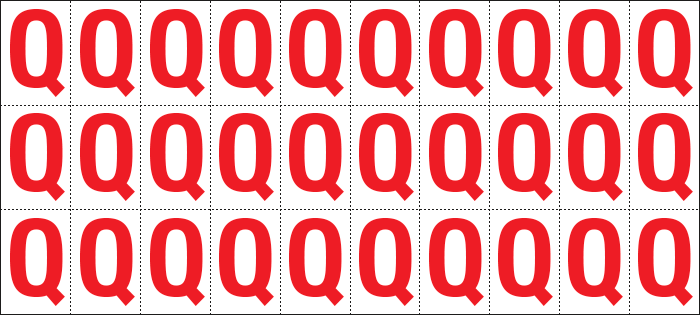 912Q - Foglio n.30 etichette adesive B/R lettera Q
