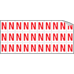 913N - Foglio n.30 etichette adesive B/R lettera N