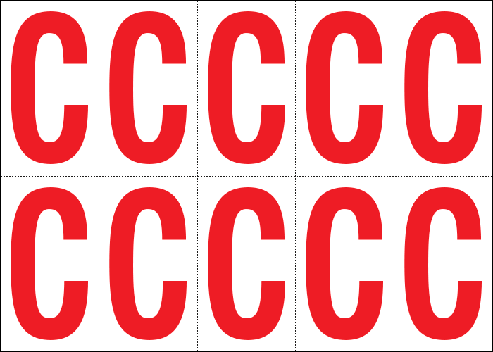 915C - Foglio n.10 etichette adesive B/R lettera C