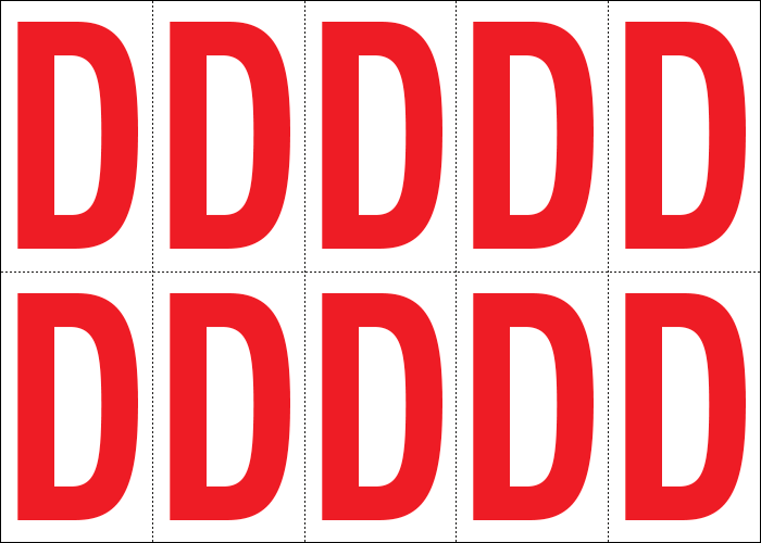 915D - Foglio n.10 etichette adesive B/R lettera D