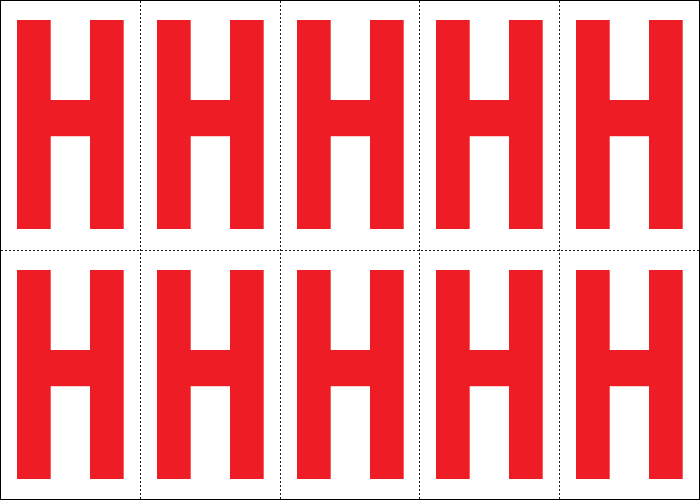915H - Foglio n.10 etichette adesive B/R lettera H.