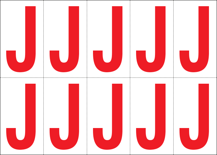 915J - Foglio n.10 etichette adesive B/R lettera J