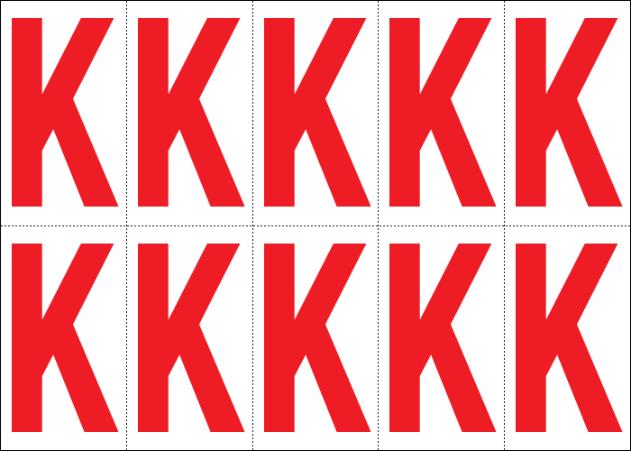 915K - Foglio n.10 etichette adesive B/R lettera K