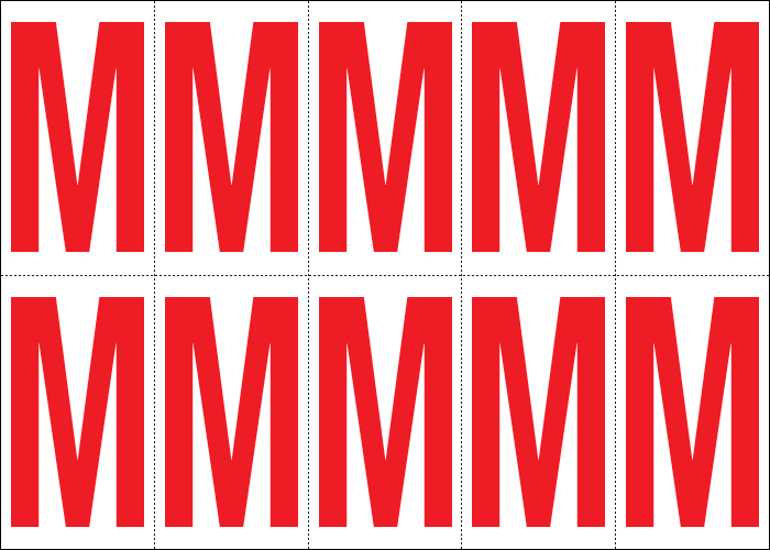 915M - Foglio n.10 etichette adesive B/R lettera M