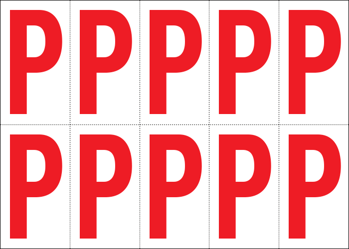 915P - Foglio n.10 etichette adesive B/R lettera P