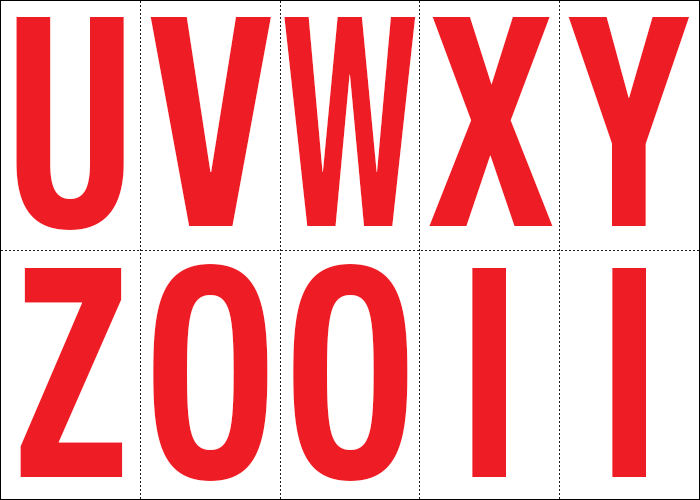 915UZ - Foglio n.10 etichette adesive B/R lett.da U a Z