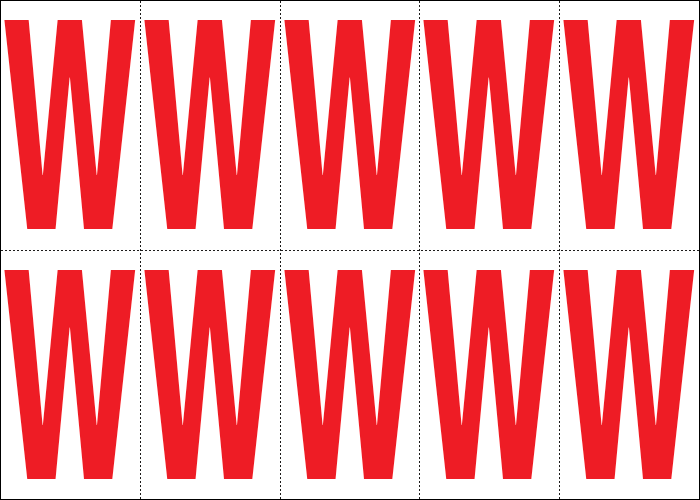 915W - Foglio n.10 etichette adesive B/R lettera W