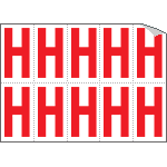 916H - Foglio n.10 etichette adesive B/R lettera H