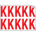 916K - Foglio n.10 etichette adesive B/R lettera K