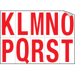 916KT - Foglio n.10 etichette adesive B/R lett.da K a T