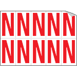 916N - Foglio n.10 etichette adesive B/R lettera N