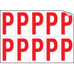 916P - Foglio n.10 etichette adesive B/R lettera P