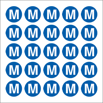 9193B - Foglio n.25 etichetta adesiva simbolo M