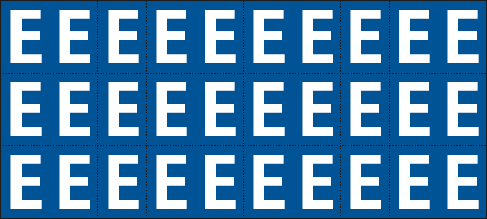 922E - Foglio n.30 etichette adesive B/B lettera E