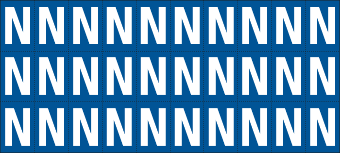 922N - Foglio n.30 etichette adesive B/B lettera N