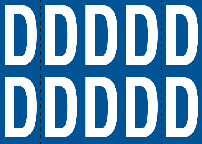 925D - Foglio n.10 etichette adesive B/B lettera D