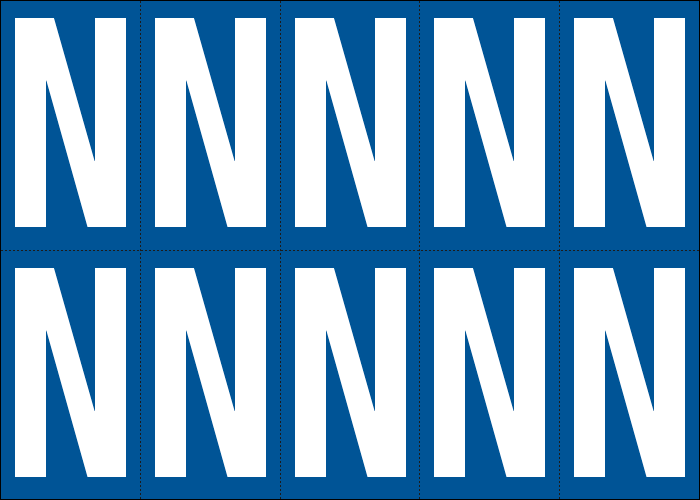 925N - Foglio n.10 etichette adesive B/B lettera N