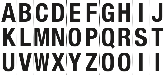 932AZ - Foglio n.30 etichette adesive B/N lettere da A a Z