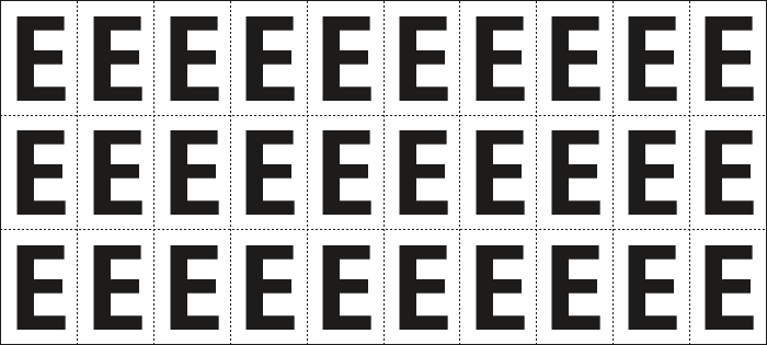 932E - Foglio n.30 etichette adesive B/N lettera E