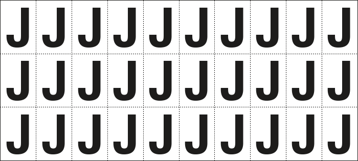 932J - Foglio n.30 etichette adesive B/N lettera J