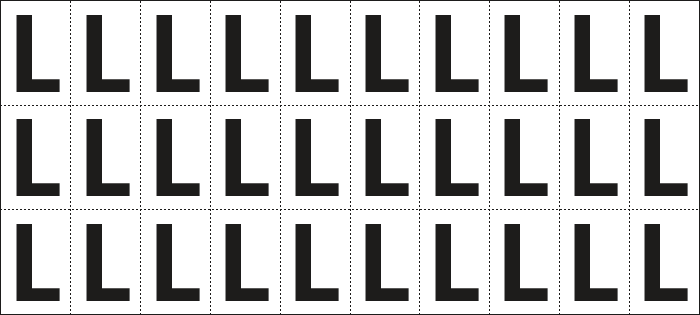 932L - Foglio n.30 etichette adesive B/N lettera L