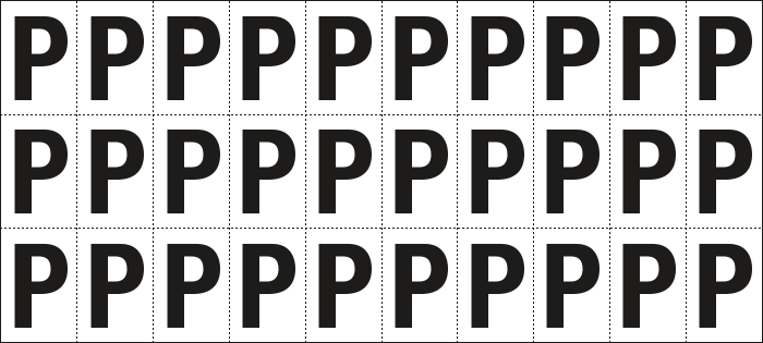 932P - Foglio n.30 etichette adesive B/N lettera P