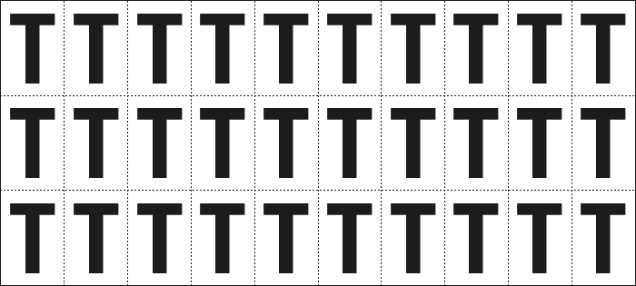 932T - Foglio n.30 etichette adesive B/N lettera T