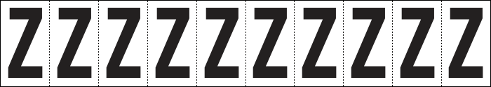 934Z - Foglio n.10 etichette adesive B/N lettera Z