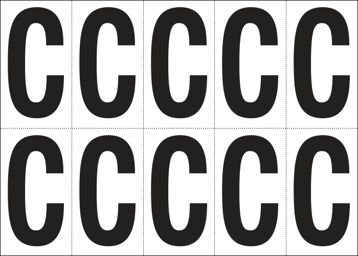 935C - Foglio n.10 etichette autoadesive B/N lettera C