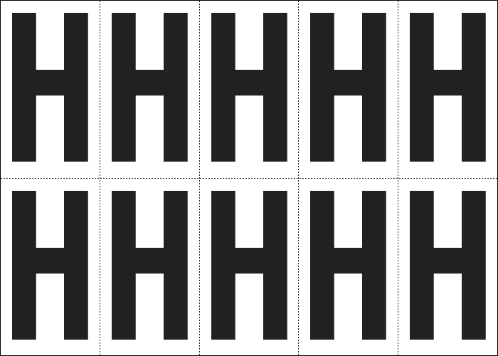 935H - Foglio n.10 etichette autoadesive B/N lettera H