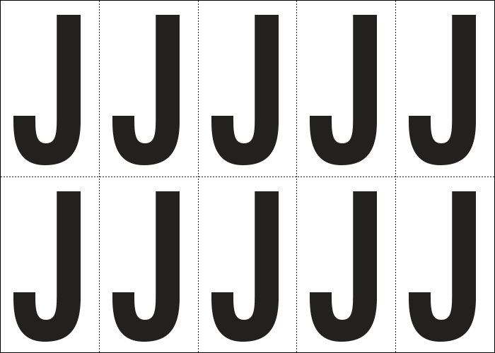935J - Foglio n.10 etichette autoadesive B/N lettera J