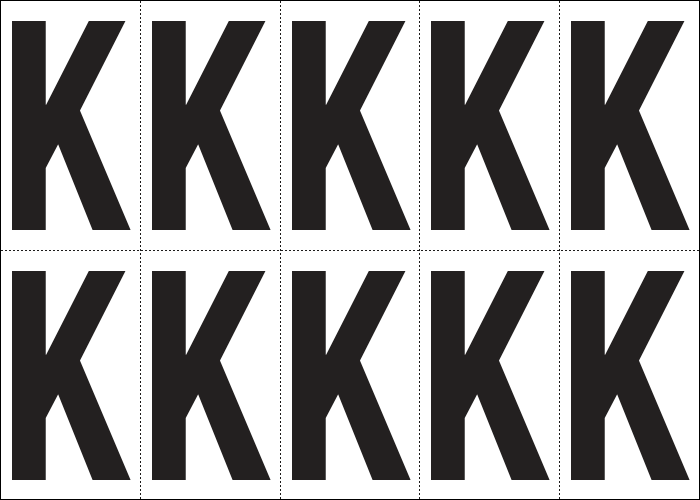935K - Foglio n.10 etichette autoadesive B/N lettera K