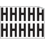 936H - Foglio n.10 etichette autoadesive B/N lettera H