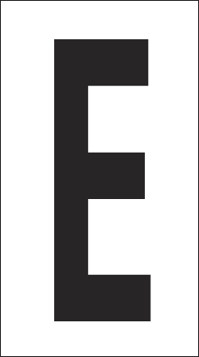 937E - Foglio n.1 etichetta autoadesiva B/N lettera E