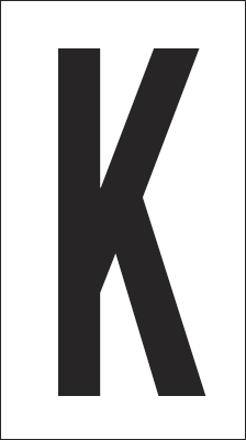 937K - Foglio n.1 etichetta autoadesiva B/N lettera K