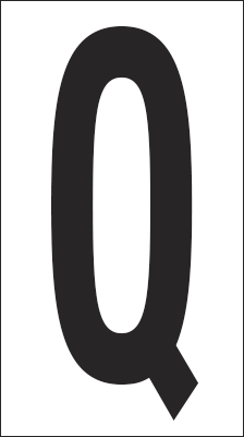 937Q - Foglio n.1 etichetta autoadesiva B/N lettera Q