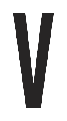 937V - Foglio n.1 etichetta autoadesiva B/N lettera V